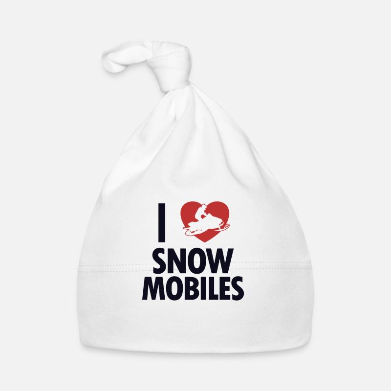 I love Snowmobile Snow Motorcycle Snowmobile Organic Baby Cap