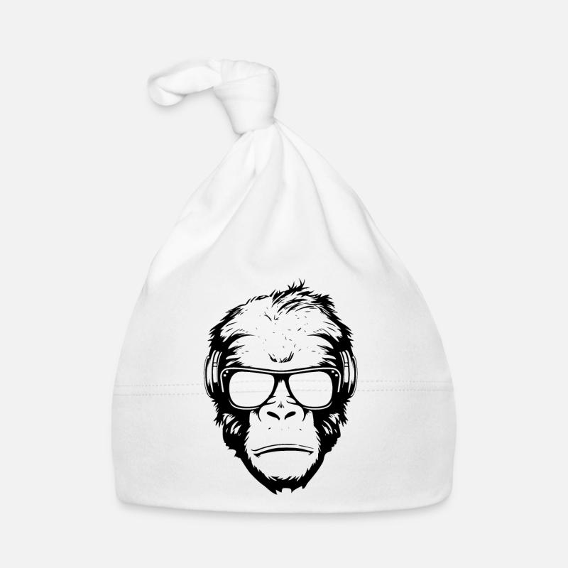 Singe cool avec lunettes de soleil et écouteurs Bonnet bio Bébé