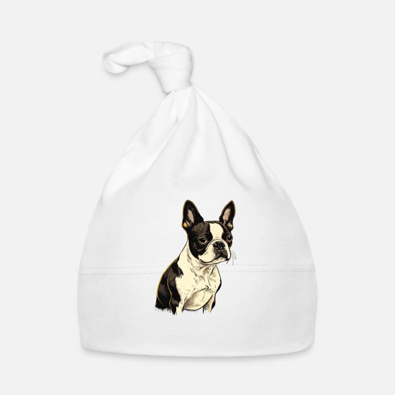 Boston Terrier - Baby Bio-Mütze - Weiß