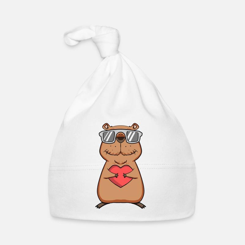 Motif de cœur Capybara capybara Bonnet bio Bébé