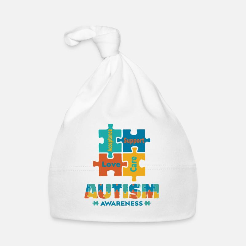 Acceptation Amour Autisme Conscience Pièce de puzzle mignonne Bonnet bio Bébé