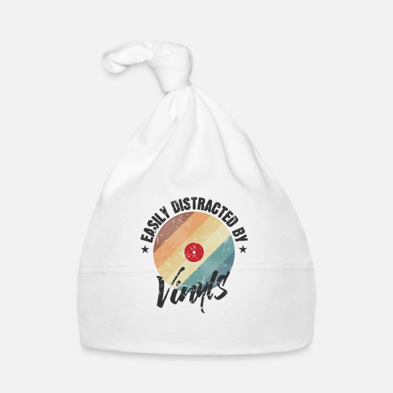 Easily Distracted by Vinyls Record Organic Baby Cap