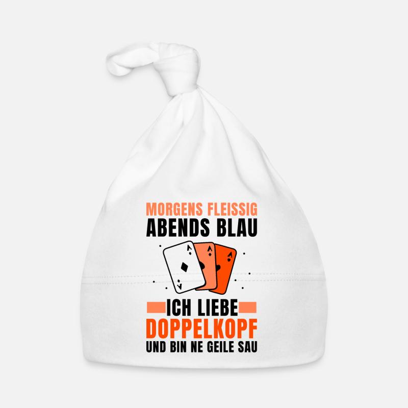 Morgens fleissig abends blau Doppelkopf Baby Bio-Mütze