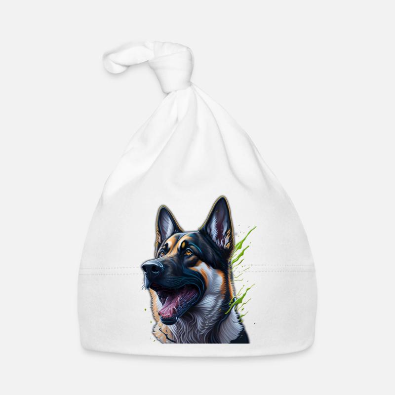 German Shepherd Head Splashart Organic Baby Cap
