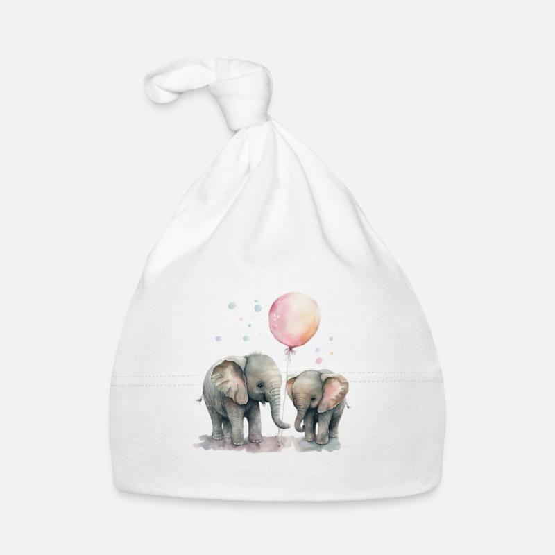 Cute elephant with balloon Big Sister Organic Baby Cap