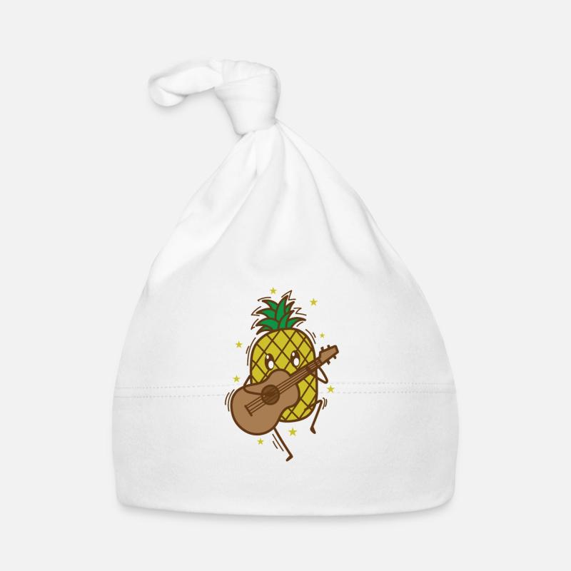 Pineapple Playing Guitar Tropical Sweet Fruit Organic Baby Cap
