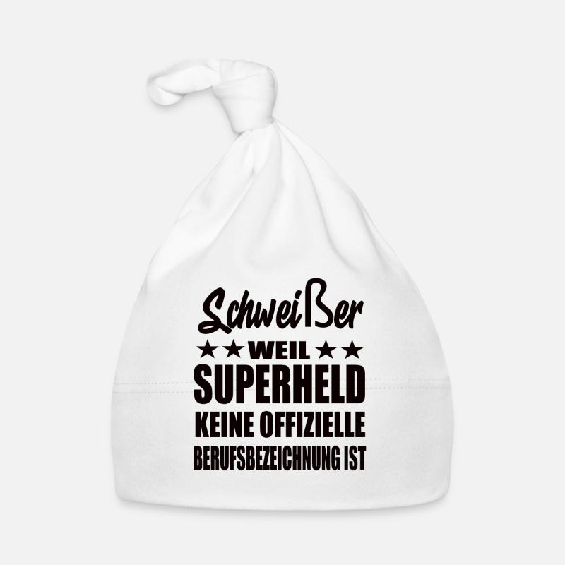 Schweißer Superheld Spruch Baby Bio-Mütze