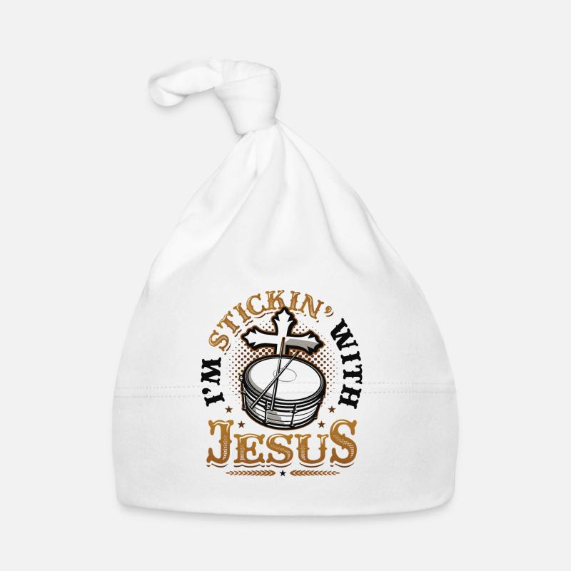 Je reste avec Jésus, batteur chrétien Bonnet bio Bébé
