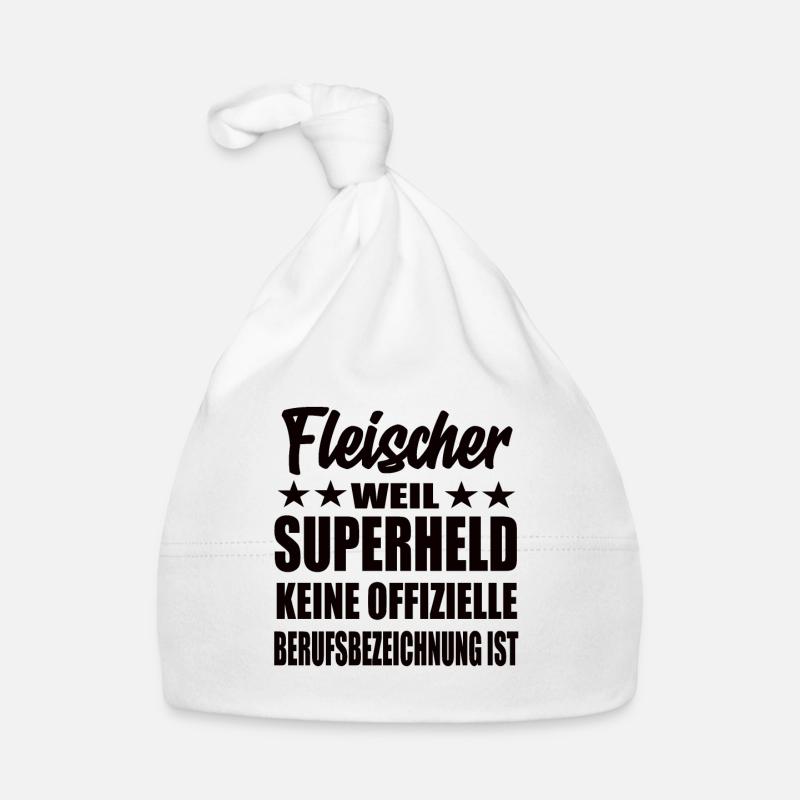 Fleischer Superheld Spruch Baby Bio-Mütze