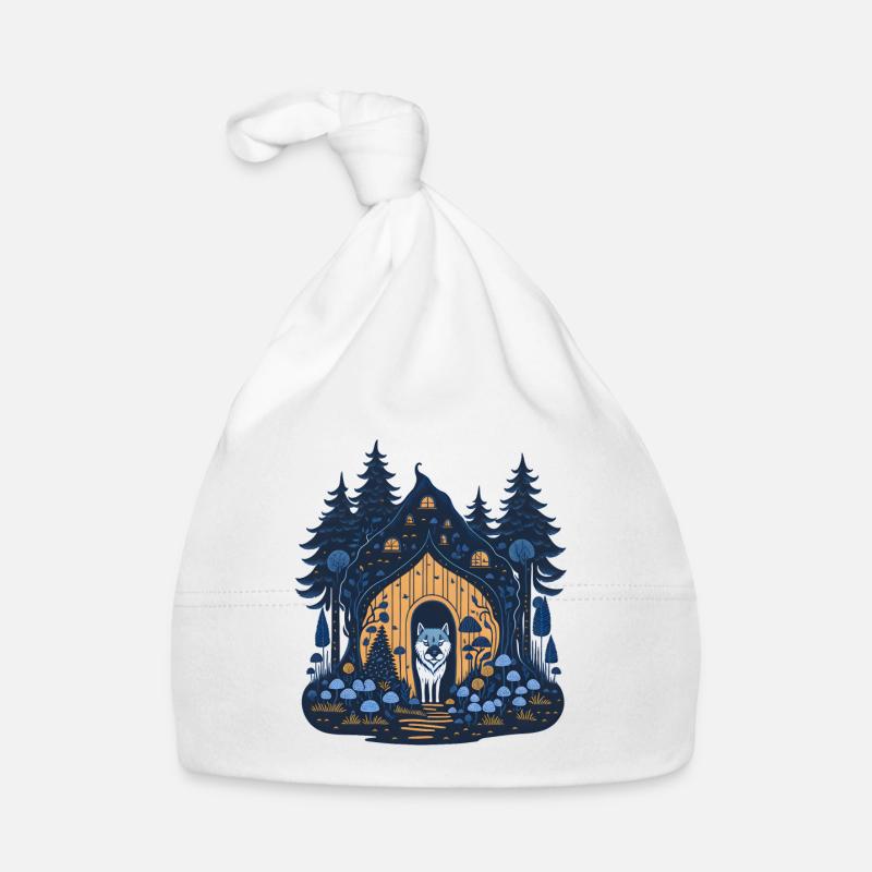 Loup dans un chalet Bonnet bio Bébé
