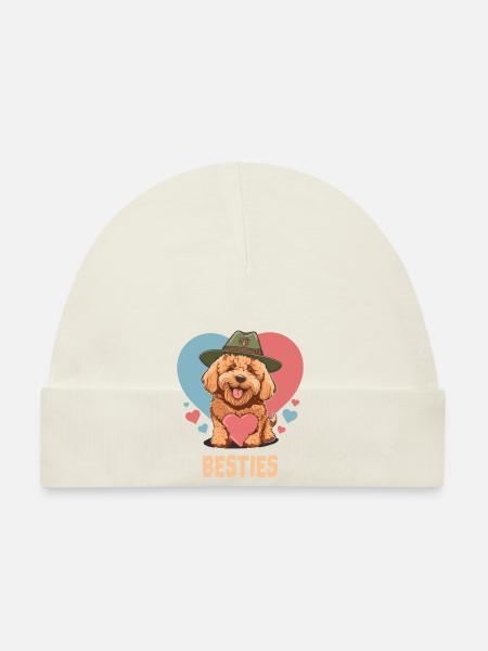 Besties Love Goldendoodle Dog Dad Doodle Mama Dog - Baby Bio-Mütze - Weiß - Vorne