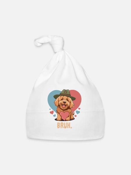Goldendoodle Papa Chien mignon Maman Doodle Mama Chien - Bonnet bio Bébé - blanc - Devant