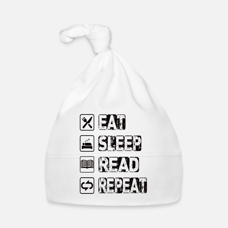 Eat Sleep Read Repeat Baby Bio-Mütze