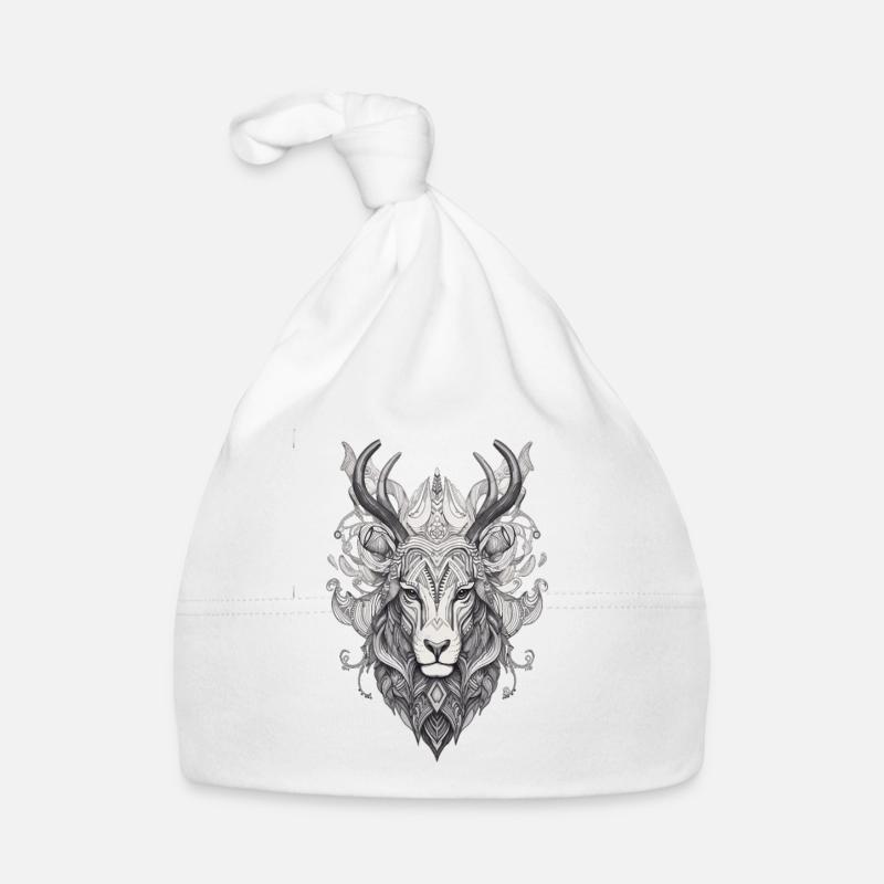 Wild Abstract Line Deer Animal Design Organic Baby Cap