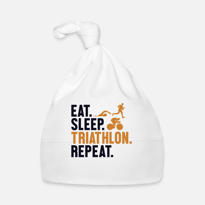 Eat Sleep Triathlon Repeat Triathlet Training Baby Bio-Mütze