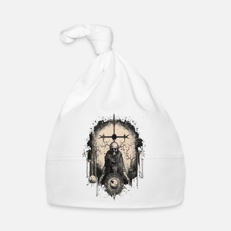 Gothic Witchcraft Ritual Darkness Skeleton Skull Organic Baby Cap