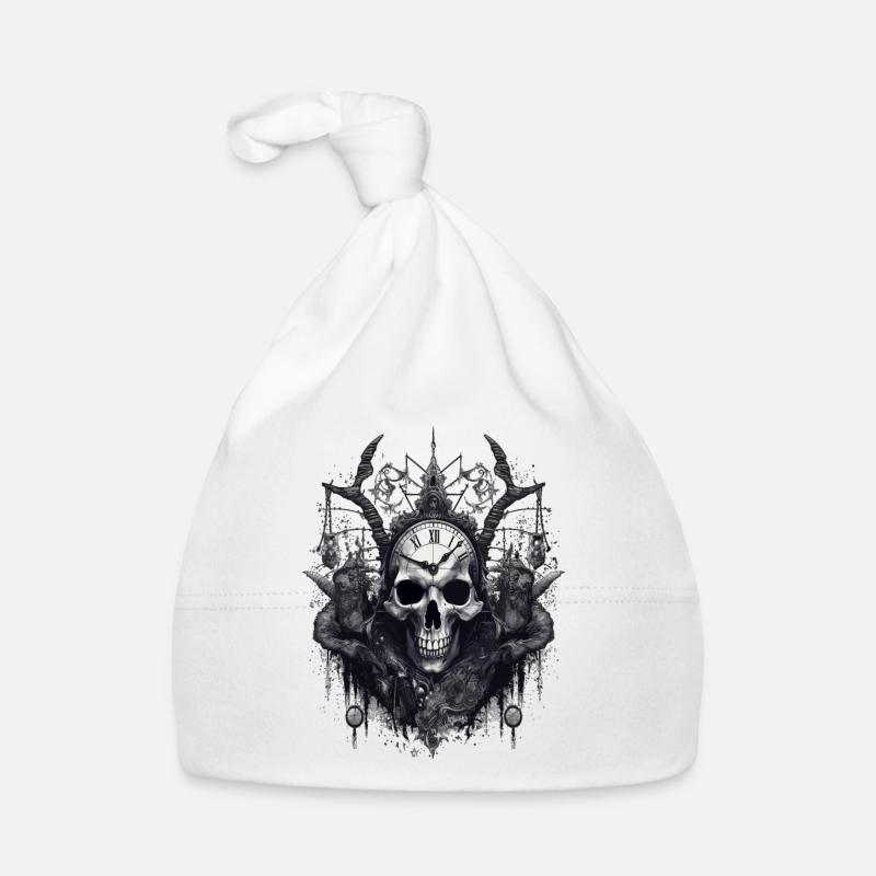 Gothic Witchcraft Ritual Dark Skull Clock Horror Baby Bio-Mütze