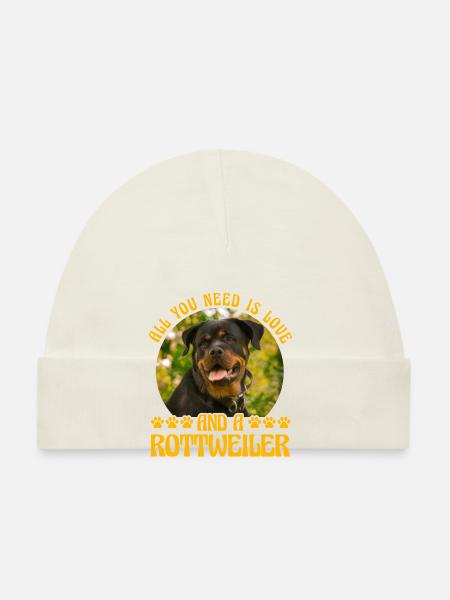 All you need is love and a Rottweiler - Baby Bio-Mütze - Weiß - Vorne