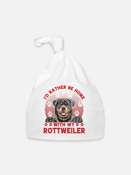 I'd rather be home with my Rottweiler - Organic Baby Cap - white - Front