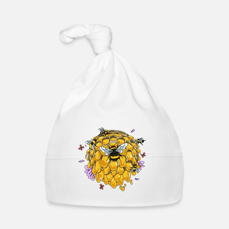 Cute bee honey beekeeper bumblebee hive honeycomb Organic Baby Cap