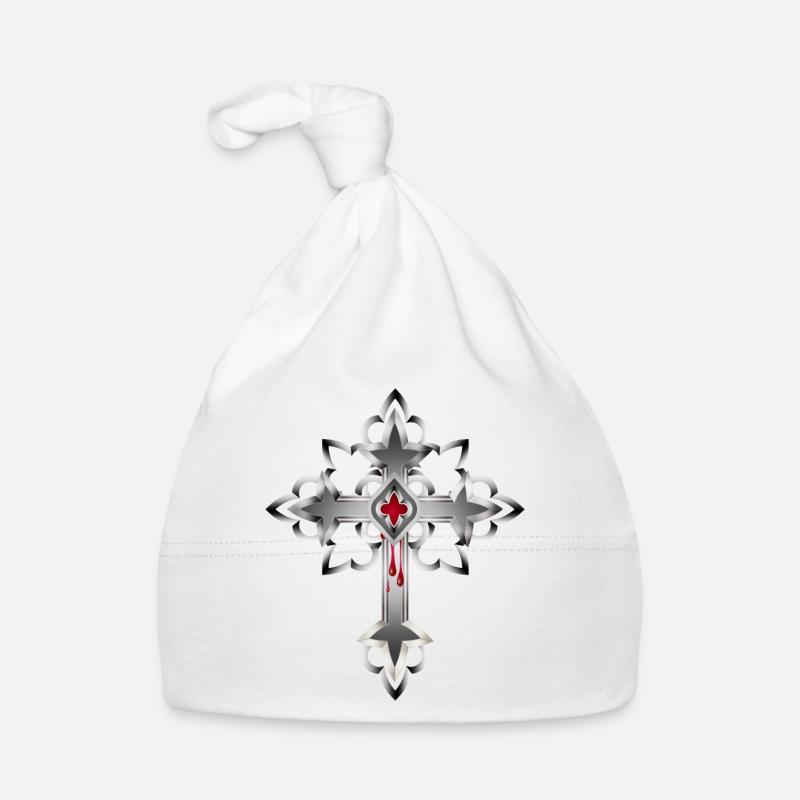 bleeding cross made of Gothic elements Organic Baby Cap