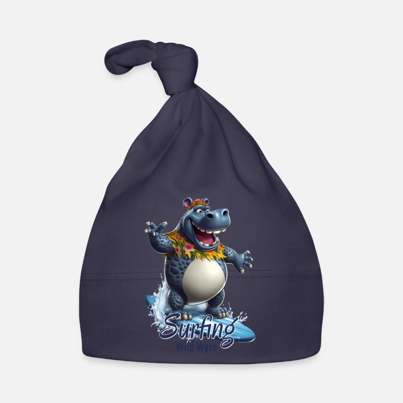 Cooles Nilpferd mit einem Surfbrett - Surfer Baby Bio-Mütze
