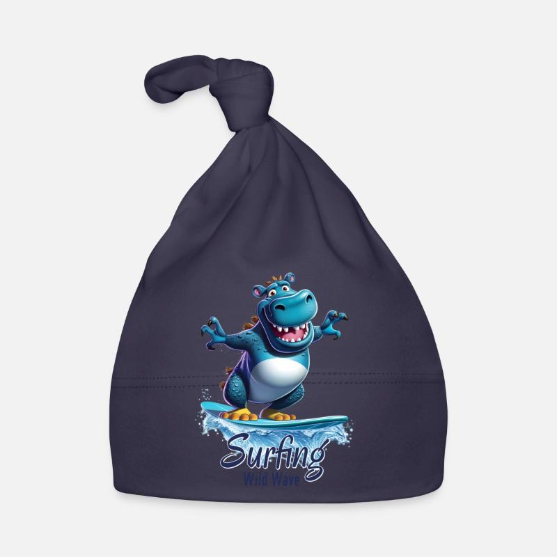Cooles Nilpferd mit einem Surfbrett - Surfer Baby Bio-Mütze