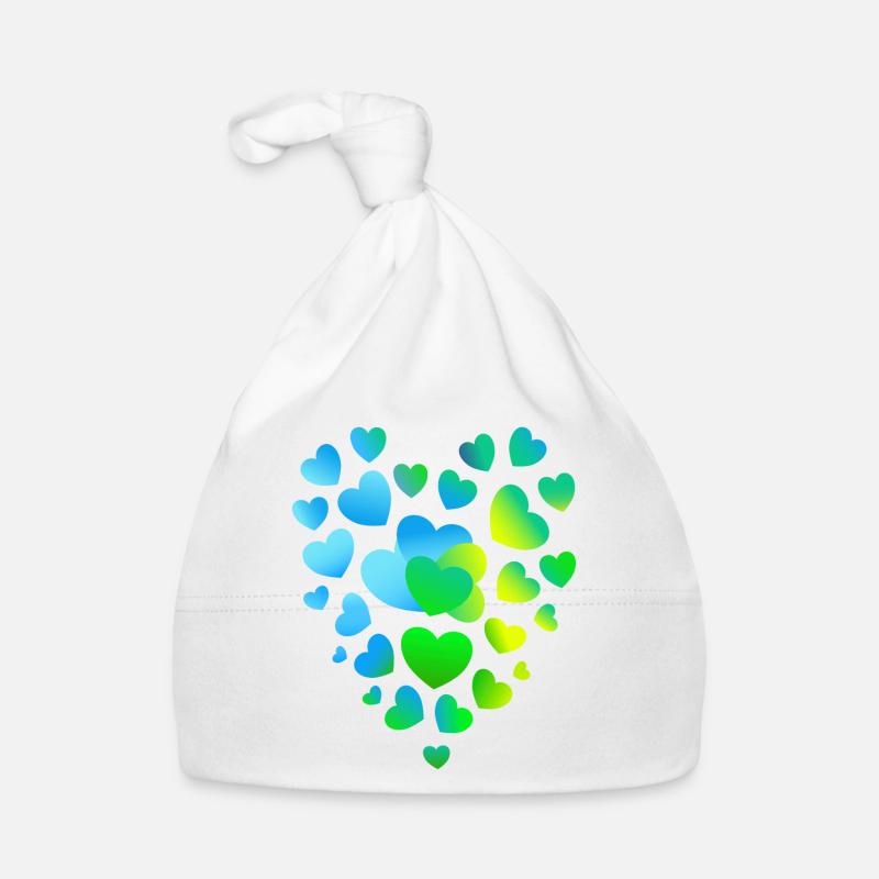 Cœurs bleus, beaucoup de cœurs Bonnet bio Bébé
