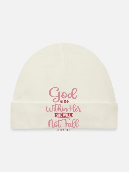 Gott in ihr - Christliches Zitat - Baby Bio-Mütze - Weiß - Vorne