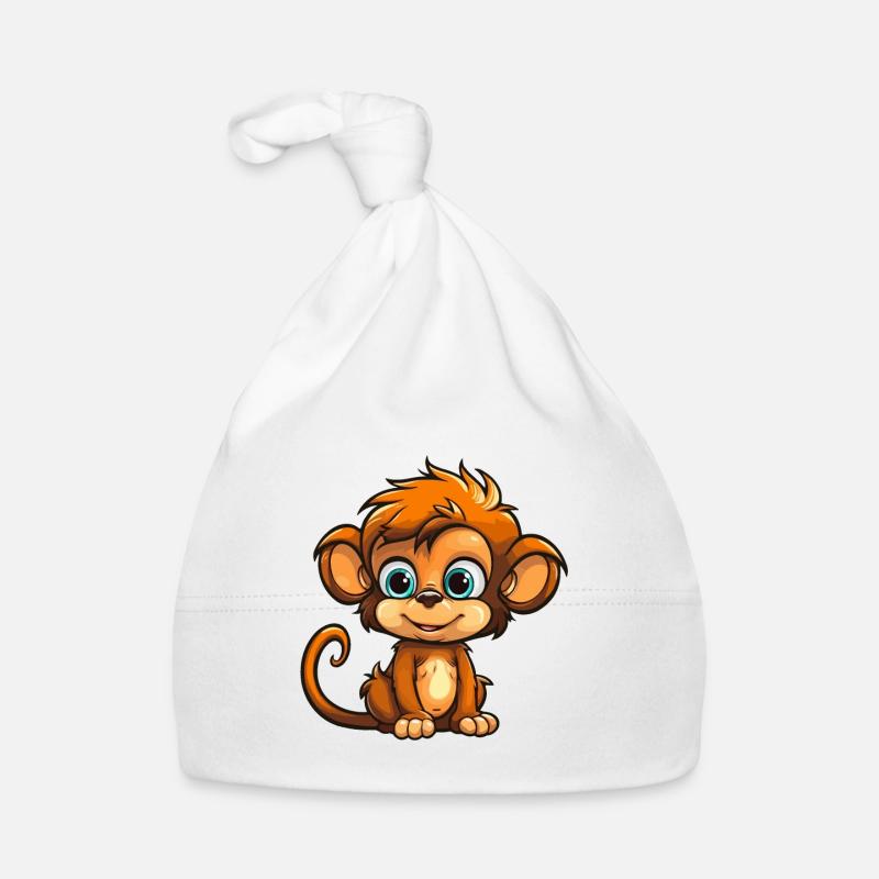 Mignon bébé singe de dessin animé pour des enfants heureux! Bonnet bio Bébé