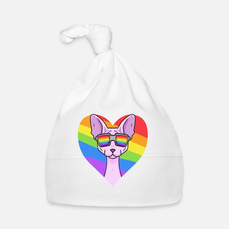 Regenbogen - Katze Sphynx-Katze mit Brille Baby Bio-Mütze