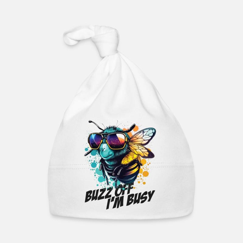 Bumblebee with sunglasses Buzz Off I'm Busy Organic Baby Cap