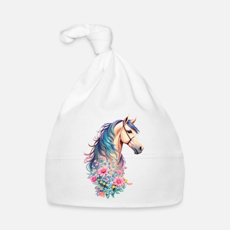 Schöne Pferde Rasse Pferd mit Pastell Blumen Baby Bio-Mütze