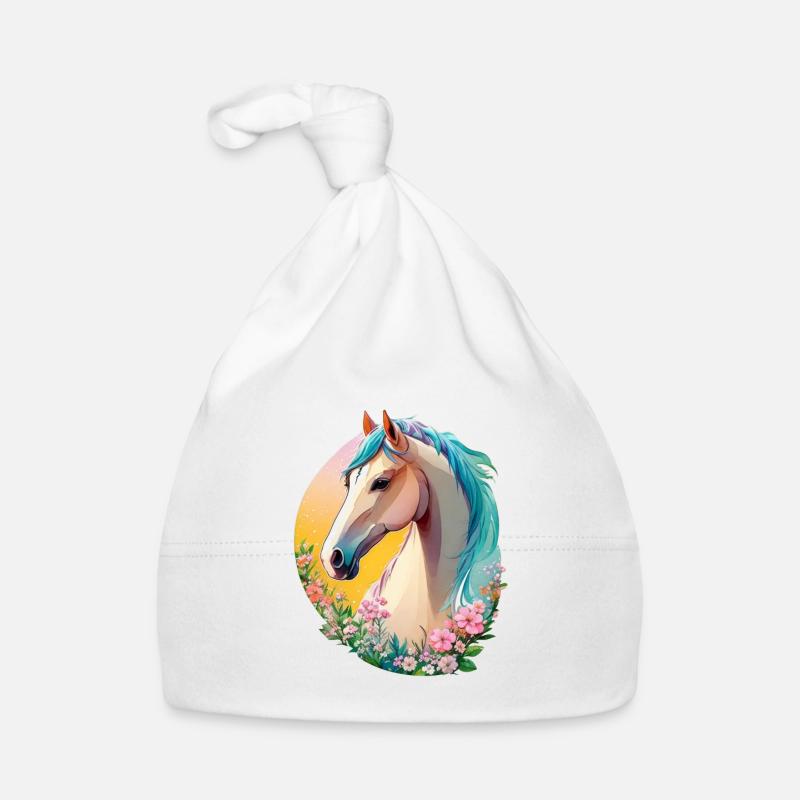 Blumen Pferde Kunst mit süßem Pony Pferd Tier Baby Bio-Mütze
