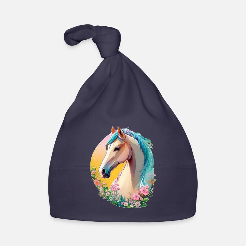 Blumen Pferde Kunst mit süßem Pony Pferd Tier Baby Bio-Mütze