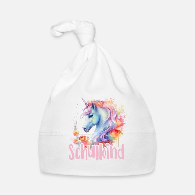 Einhorn Blumen Schulkind Einschulung 2023 Baby Bio-Mütze