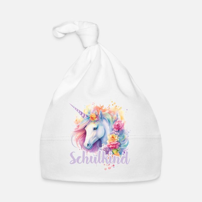 Einhorn Blumen Schulkind Einschulung 2023 Baby Bio-Mütze