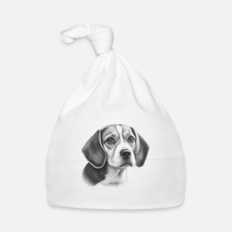 Crayon Beagle Image Portrait Bonnet bio Bébé