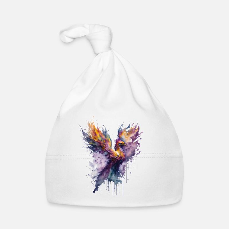 Feu mystique: Aquarelle Phoenix Bird Bonnet bio Bébé