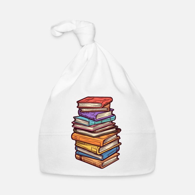 Stack of books for bookworms and bookworms Organic Baby Cap