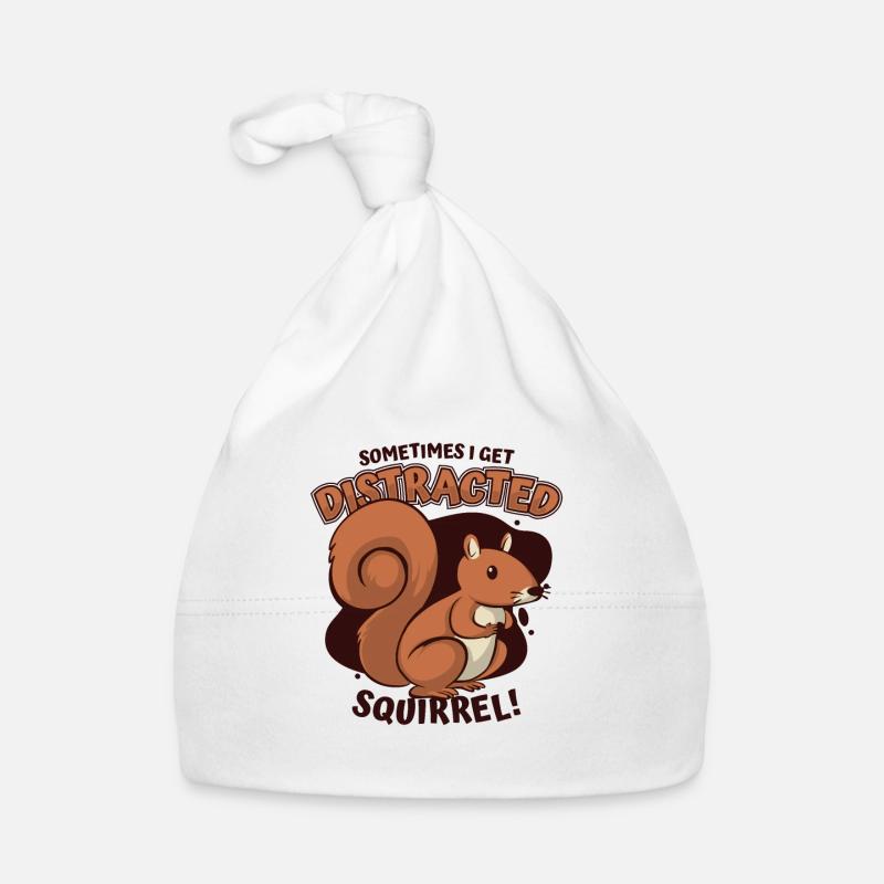 Sometimes I Get Distracted Grey Squirrels Organic Baby Cap