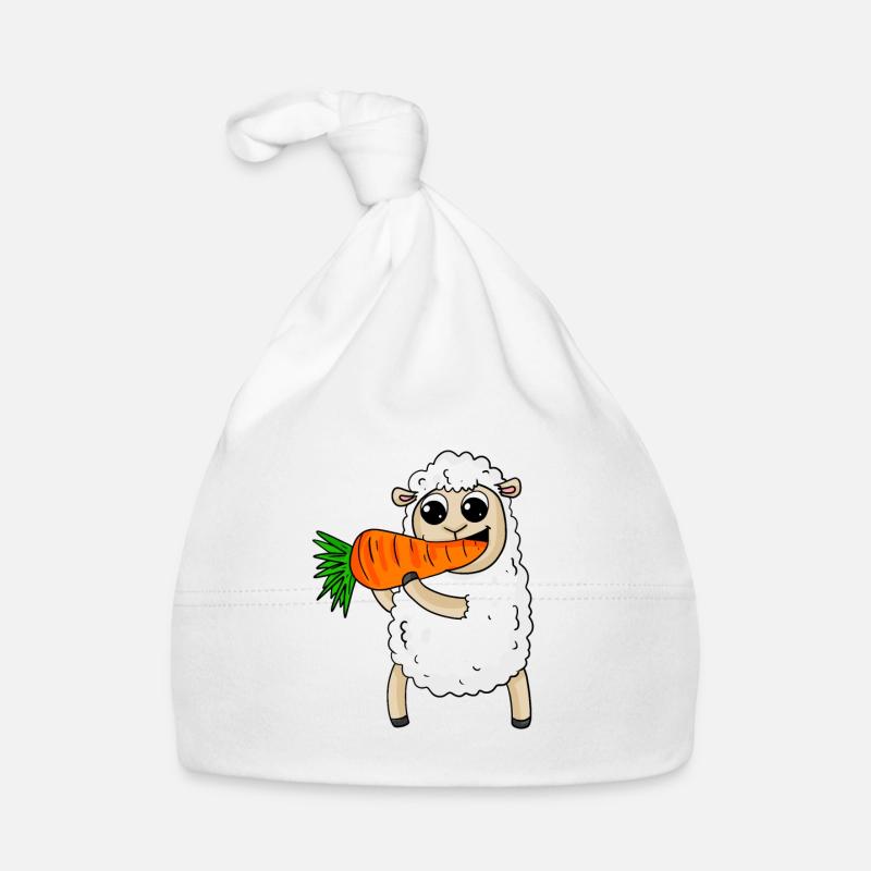 Sheep eats carrot Organic Baby Cap