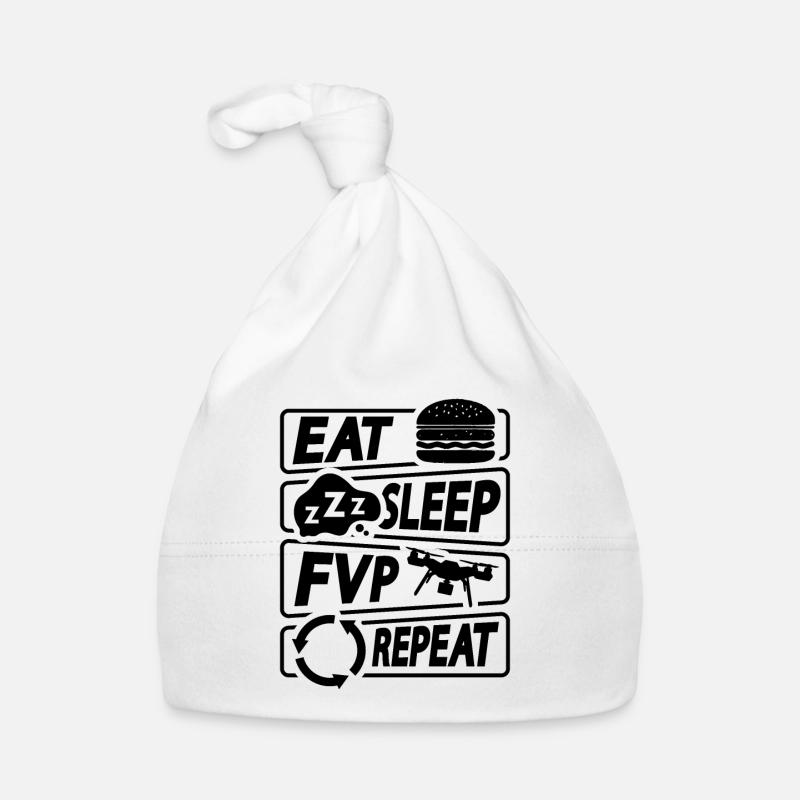 Eat Sleep Fpv Repeat Remote Control Drone Racer - Baby Bio-Mütze - Weiß