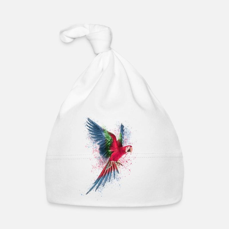 Perroquet avec des gouttes de couleur Bonnet bio Bébé