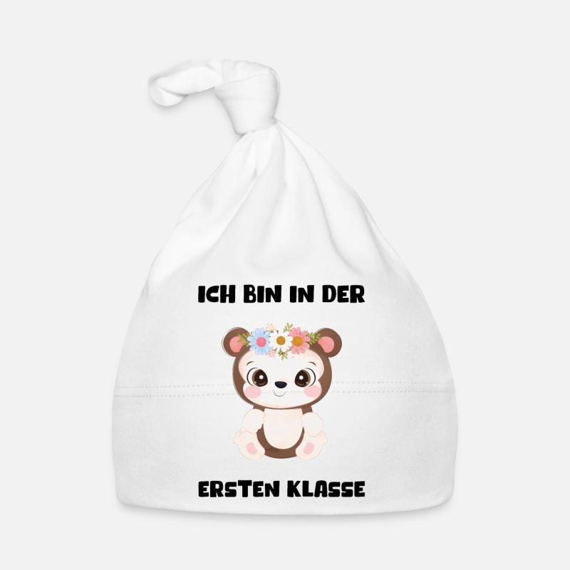 Mädchen Einschulung 2023 Schulbeginn Schulkind - Baby Bio-Mütze - Weiß