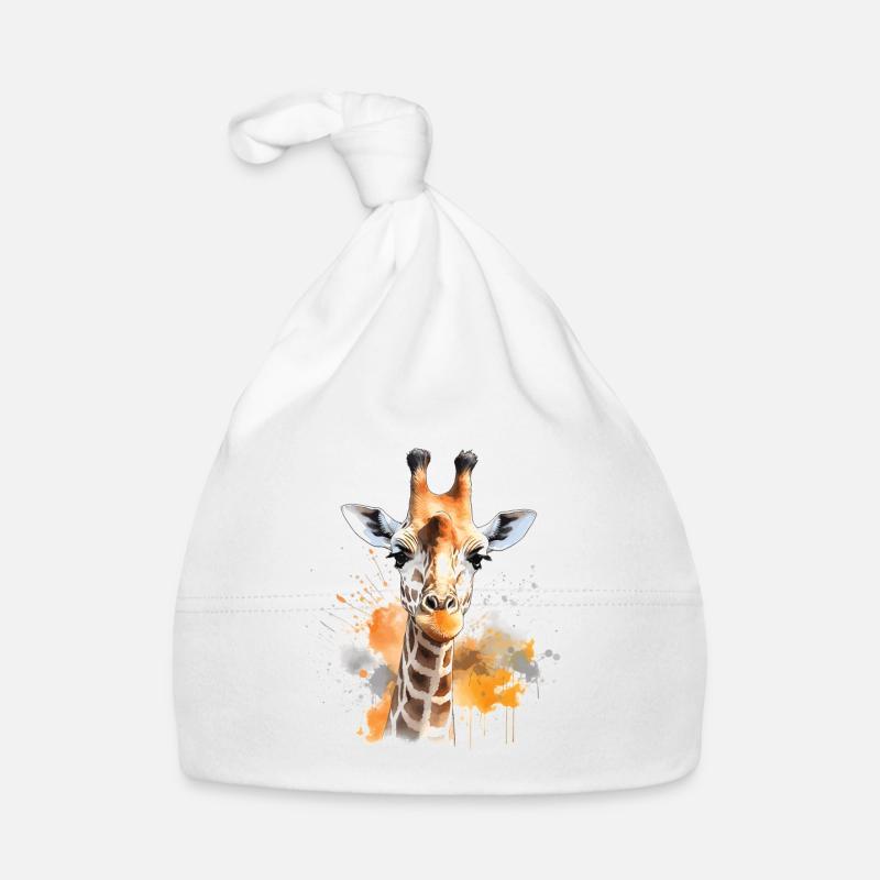 Aquarell-giraffe – Farbenfrohe Baby Bio-Mütze