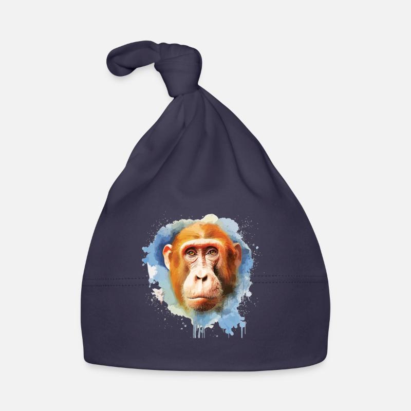 Watercolor Proboscis Monkey - Colorful Wildlife Ar Organic Baby Cap
