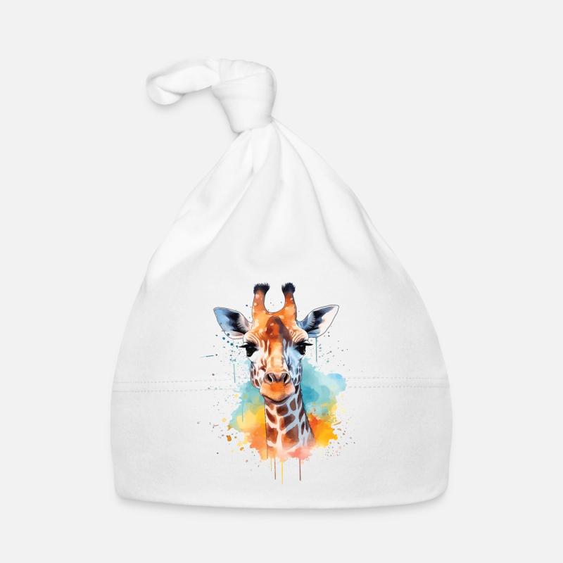 Aquarell-giraffe – Farbenfrohe Baby Bio-Mütze