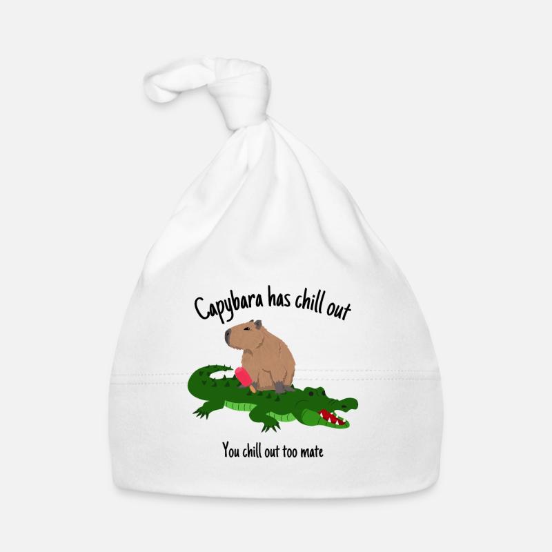 Capybara repose cadeau pour les fans de capybara - Bonnet bio Bébé - blanc
