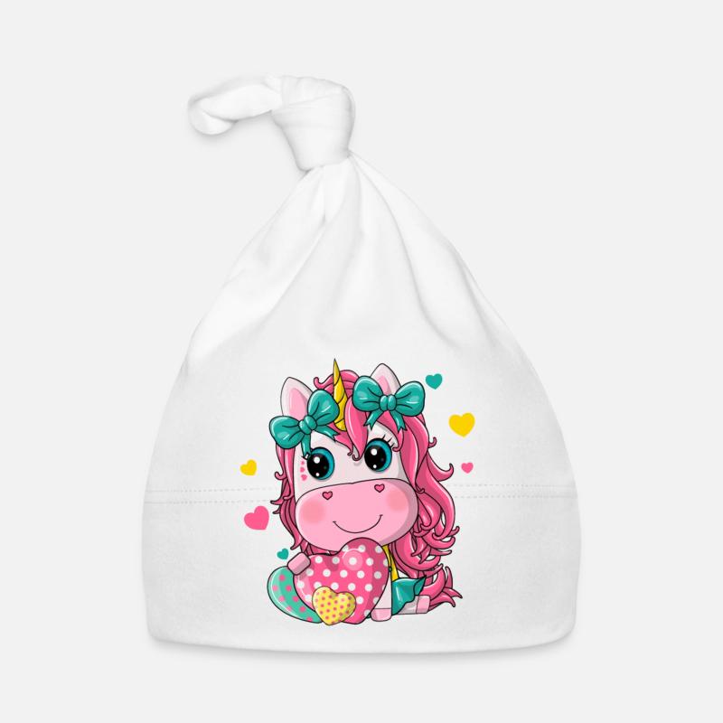 Einhornmädchen mit Herz Baby Bio-Mütze